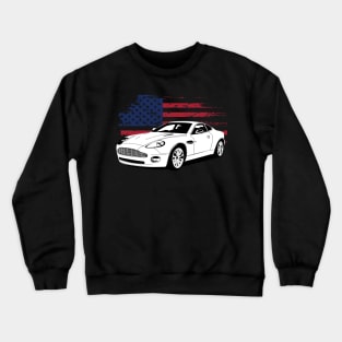 Aston Martin Vanquish Cars Form American Flag Crewneck Sweatshirt